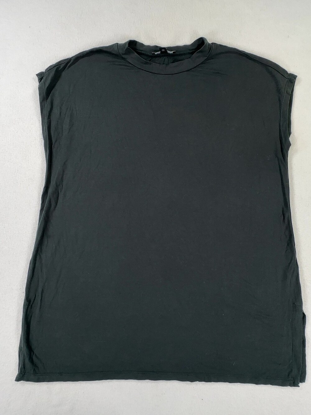 Eileen Fisher Sleeveless Mock Neck Top TENCEL Lyocell Dark Green Women's Size XS